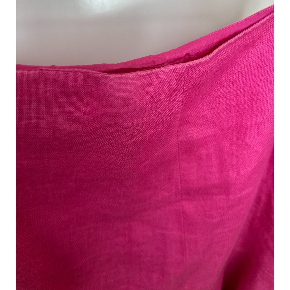 Lauren Ralph Lauren Pink 100% Linen Flounce Hem Skirt Sz 14 A-Line Flare Preppy - Picture 7 of 12